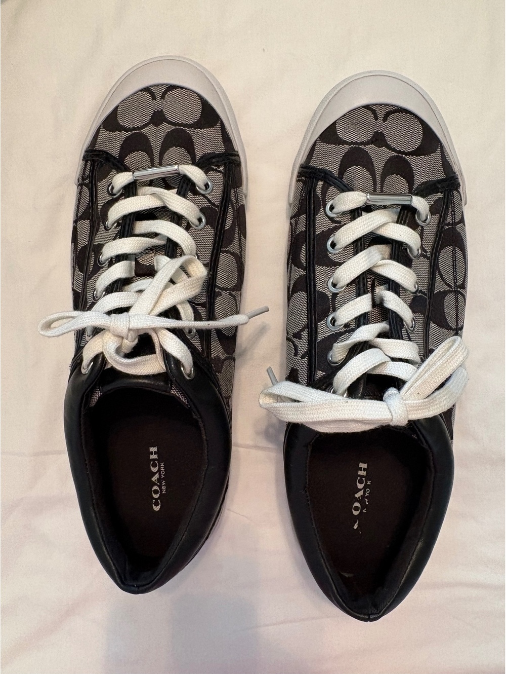 Coach Barrett Signature C Jacquard Sneakers Black White Women Size 11, Men 9.5